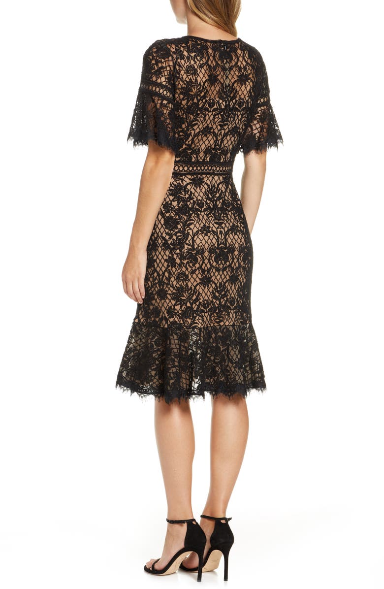 Tadashi Shoji Embroidered Mesh Dress, Alternate, color, 