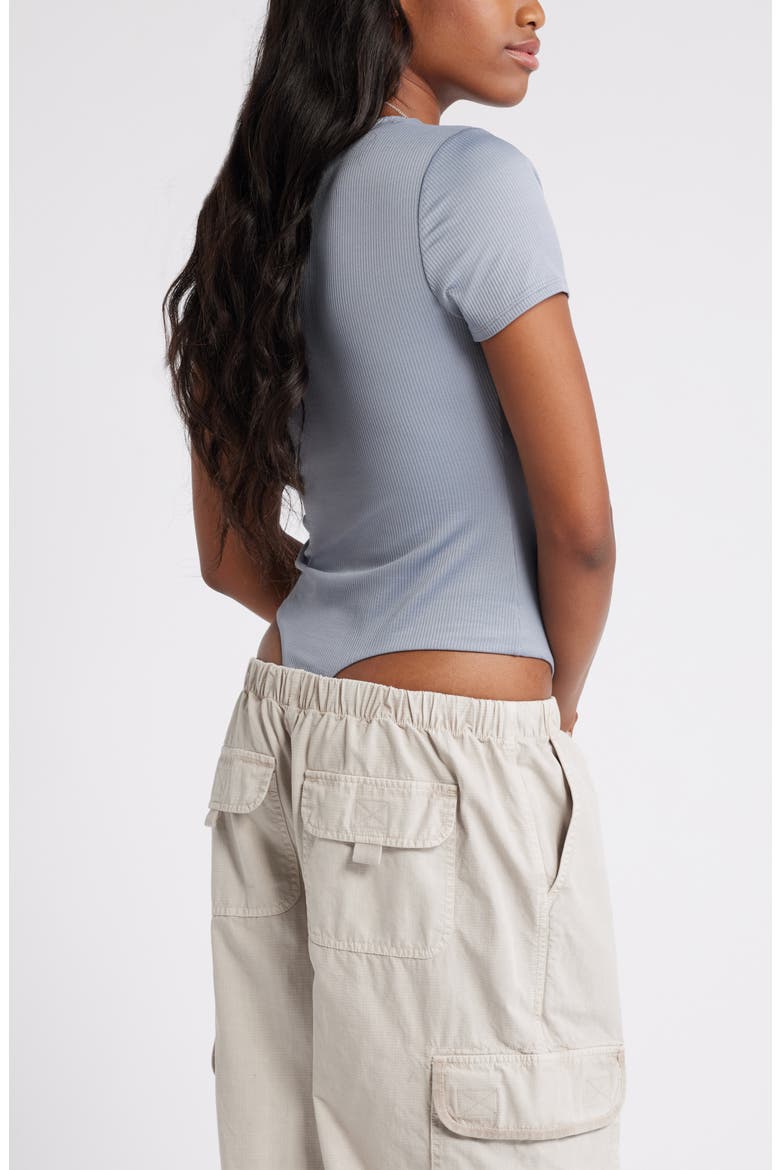 Butter Short Sleeve Rib Bodysuit, Alternate, color, GREY WEATHERVANE