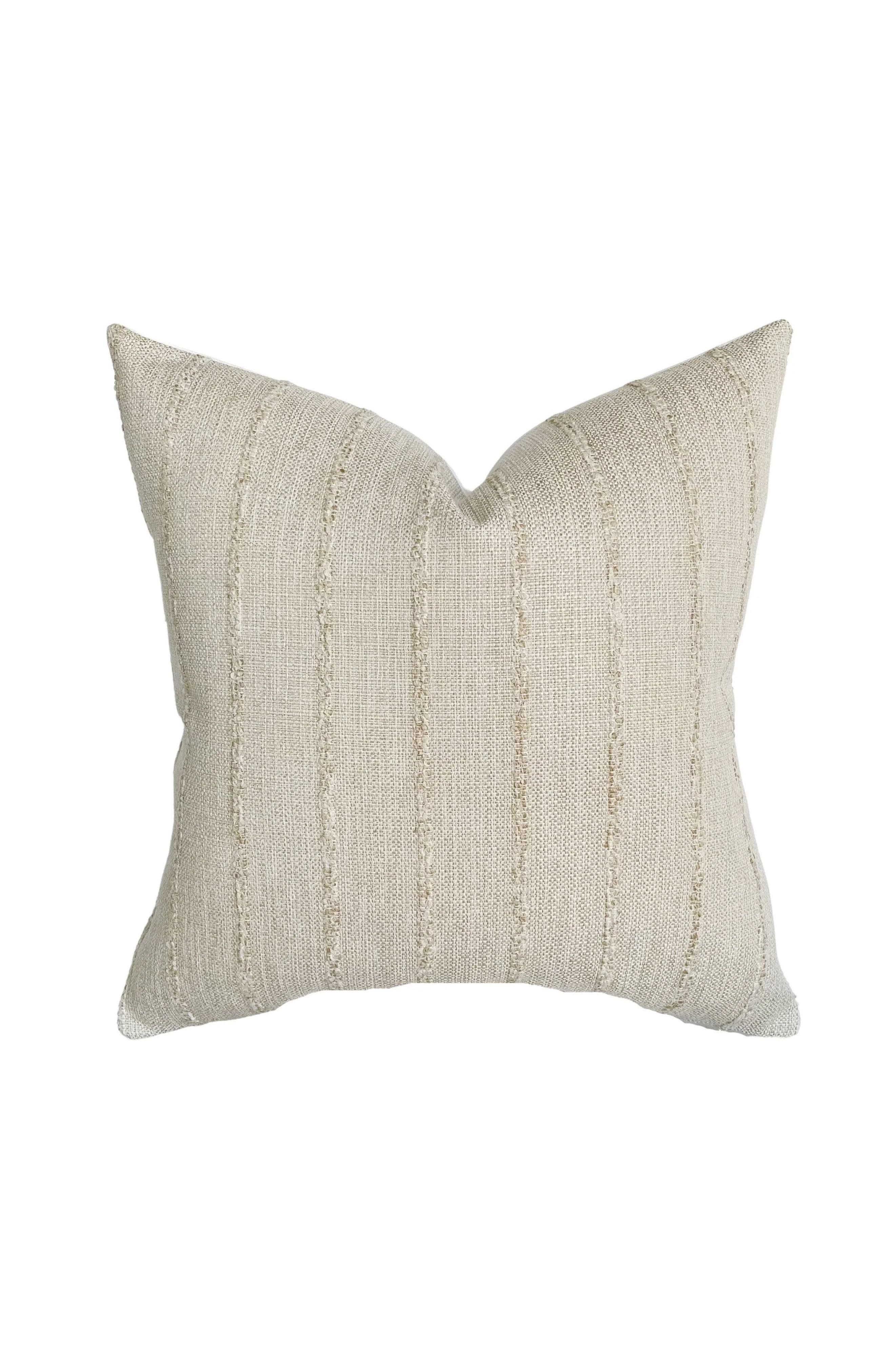 Linen & James Chloe Sandy Beige Stripe Pillow Cover 