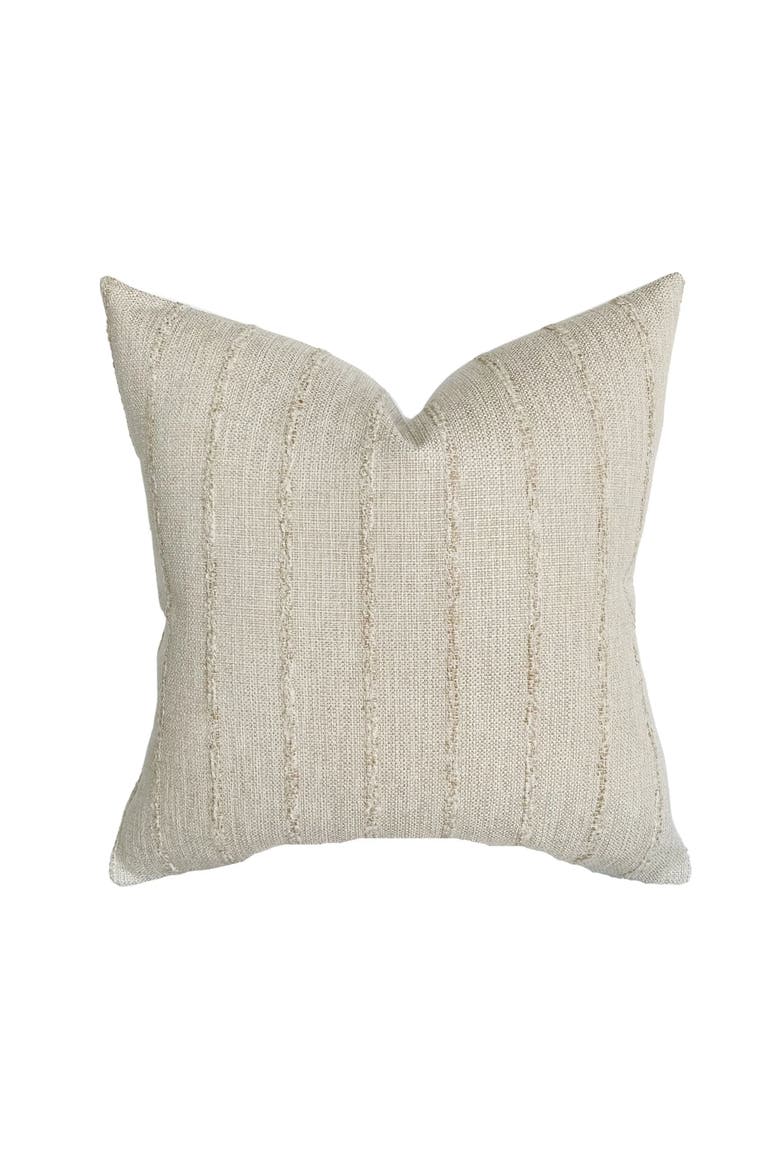 Chloe Sandy Beige Stripe Pillow Cover, Main, color, Beige