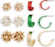 Leith 6-Pack Assorted Hoops & Bow Stud Earrings Set