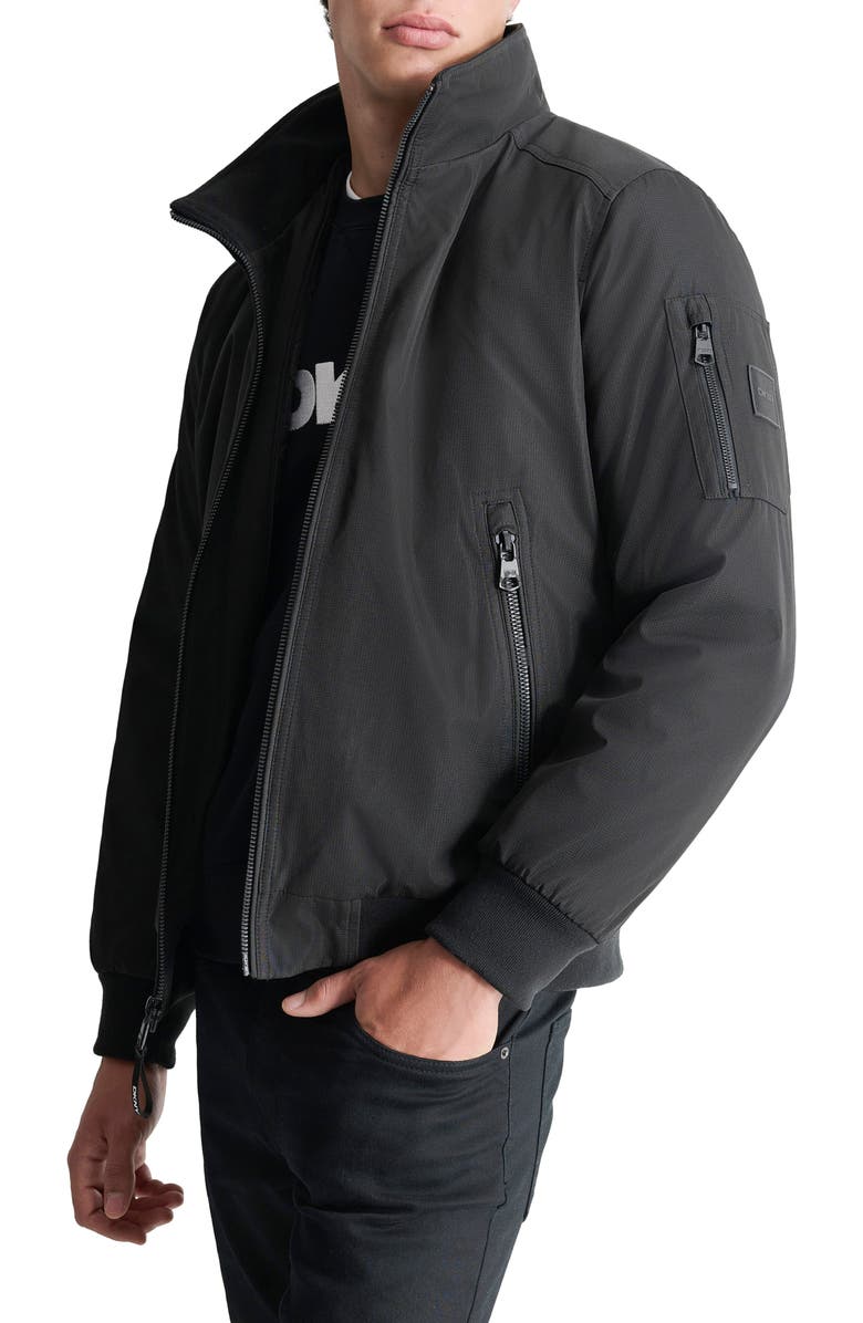 DKNY Water Resistant Bomber with Hooded Bib, Alternate, color, Black