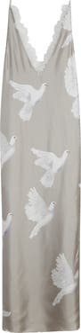 Stella McCartney Dove Print Silk & Chantilly Lace Dress