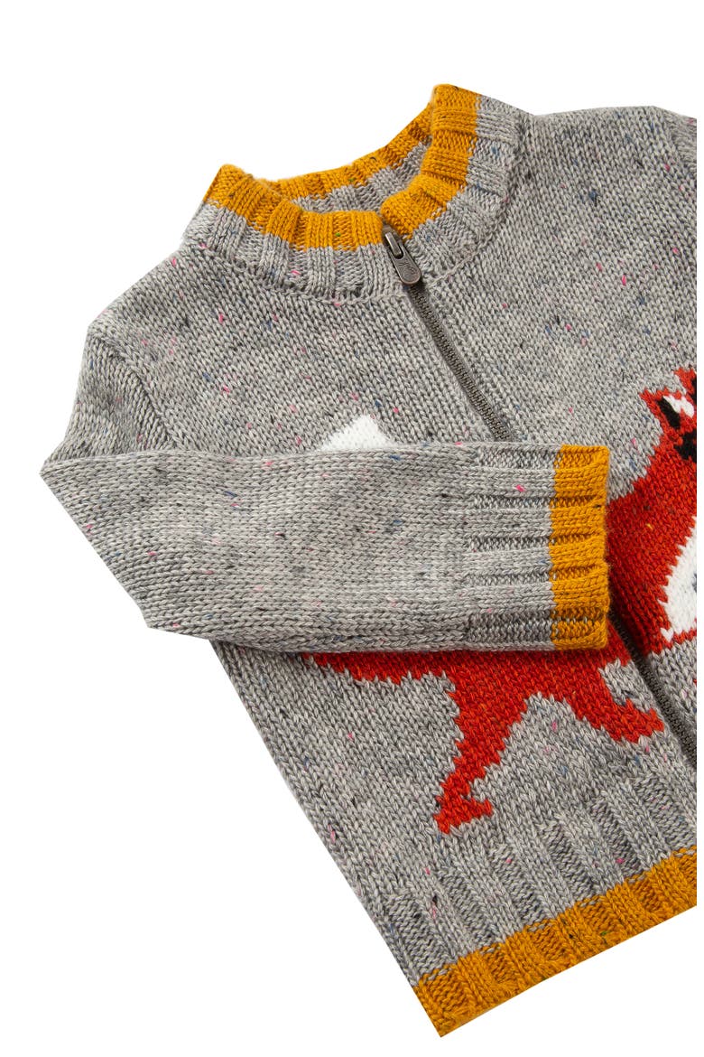 Fox Zip Up Sweater, Alternate, color, DARK GREY