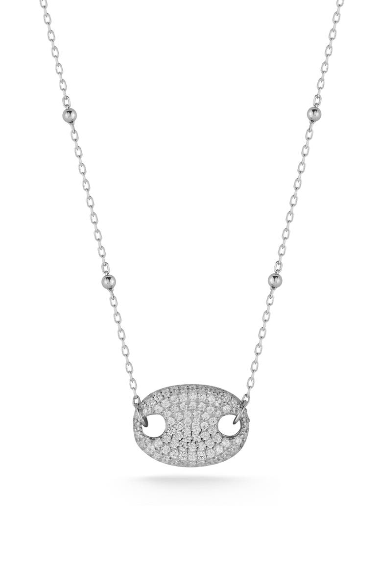 Pavé CZ Pendant Necklace, Main, color, SILVER
