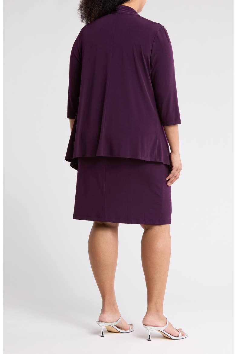Knit Mock Jacket Dress, Alternate, color, AUBERGINE