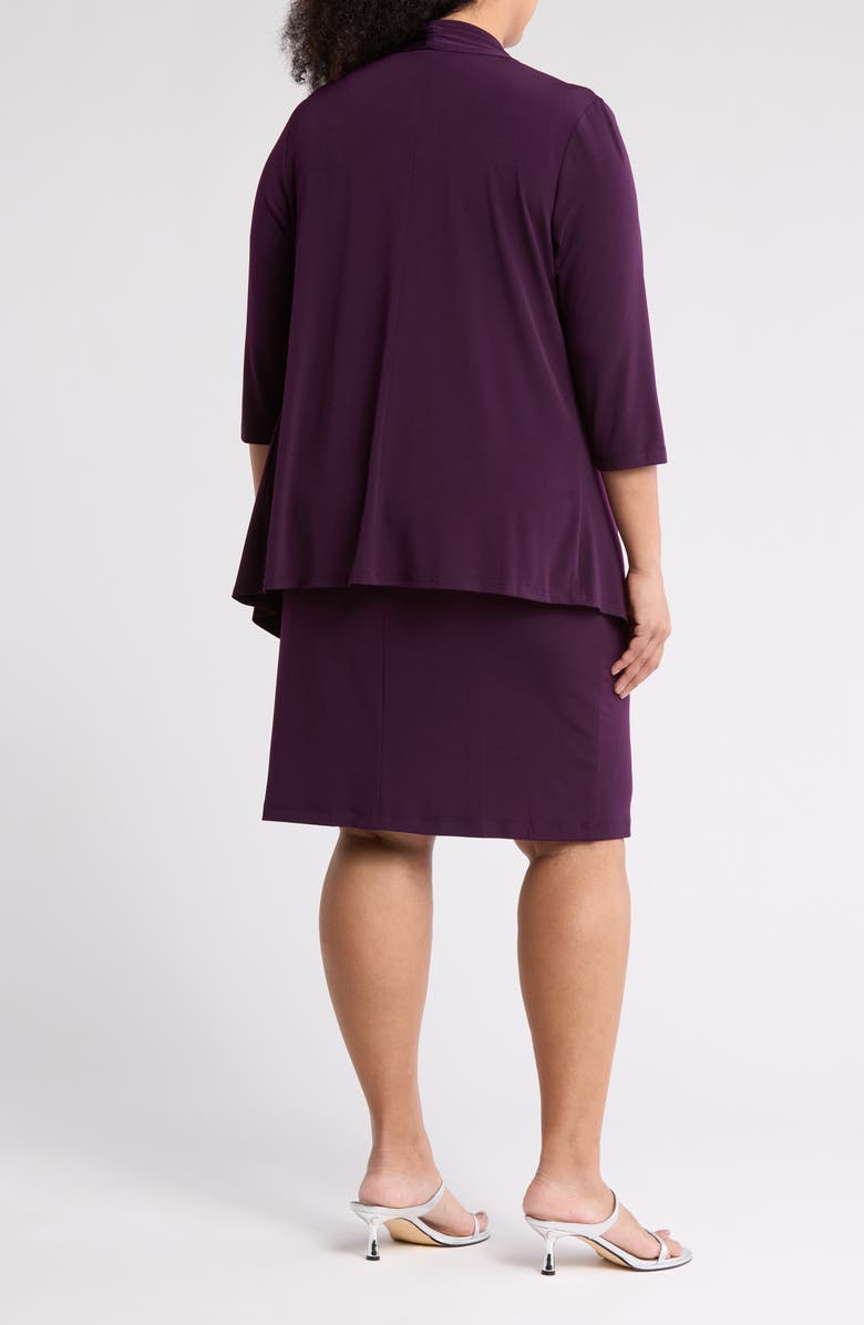 Connected Apparel Knit Mock Jacket Dress, Alternate, color, Aubergine