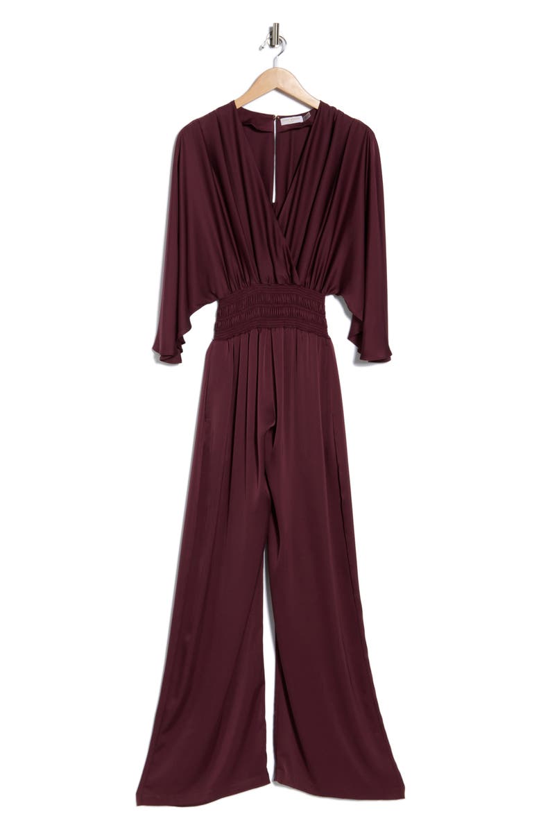 Ramy Brook Cheri Long Sleeve Satin Jumpsuit, Alternate, color, Pinot Noir