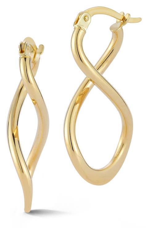 14K Gold Twist Hoop Earrings