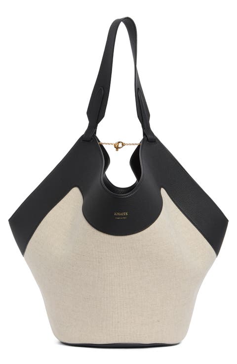 Medium Lotus Canvas & Leather Tote
