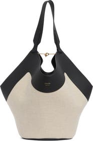 Khaite Medium Lotus Canvas & Leather Tote