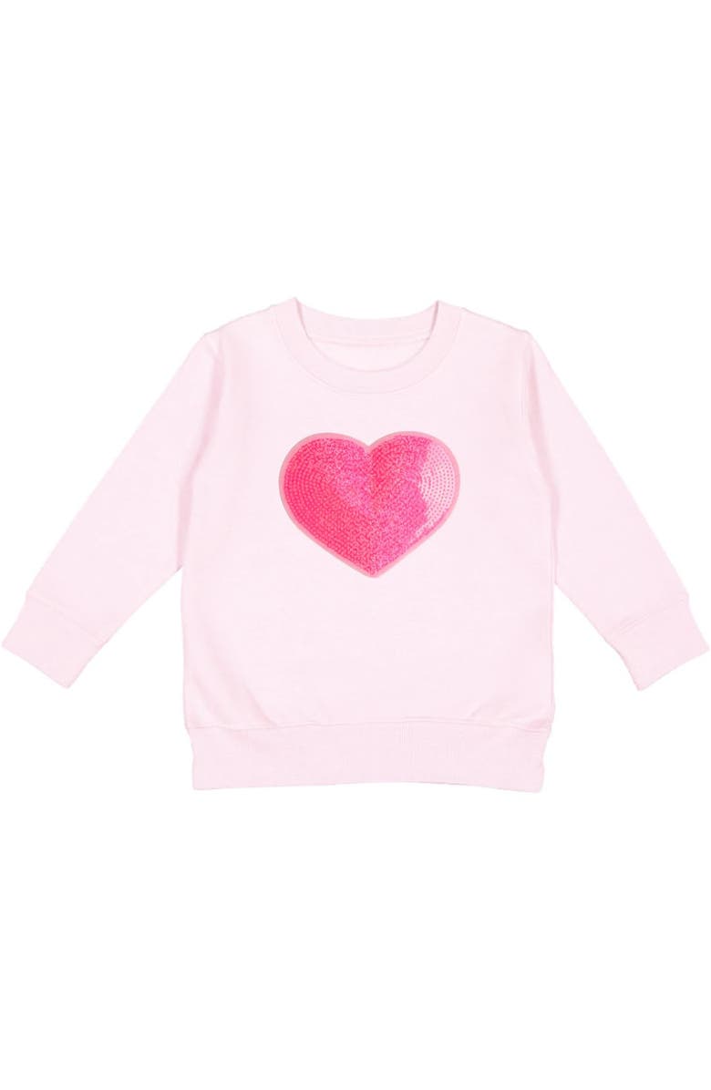 Sweet Wink Heart Sequin Patch Valentine's Day Sweatshirt, Alternate, color, Ballet Pink