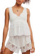 Free People Petal Party Ruffle Trim Lace Babydoll Top