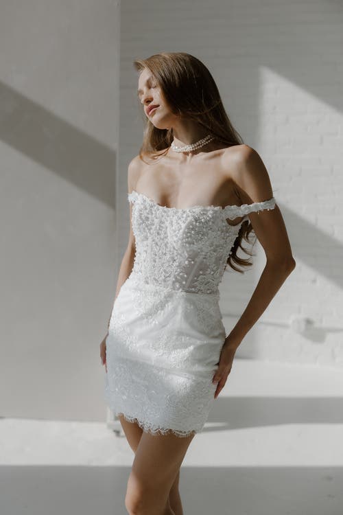 Untamed Petals Estella Mini Dress In White