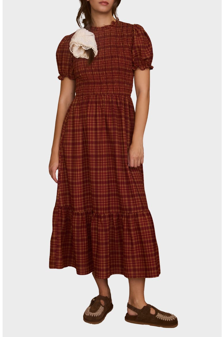 Puff Sleeve Maxi Dress, Main, color, RED MULTI