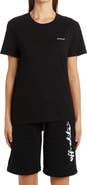 Off-White Floral Logo Embroidered Cotton Tee