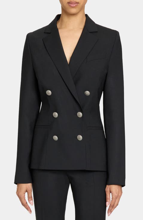 Quinn Double Breasted Jacket in Virgin Wool Stretch