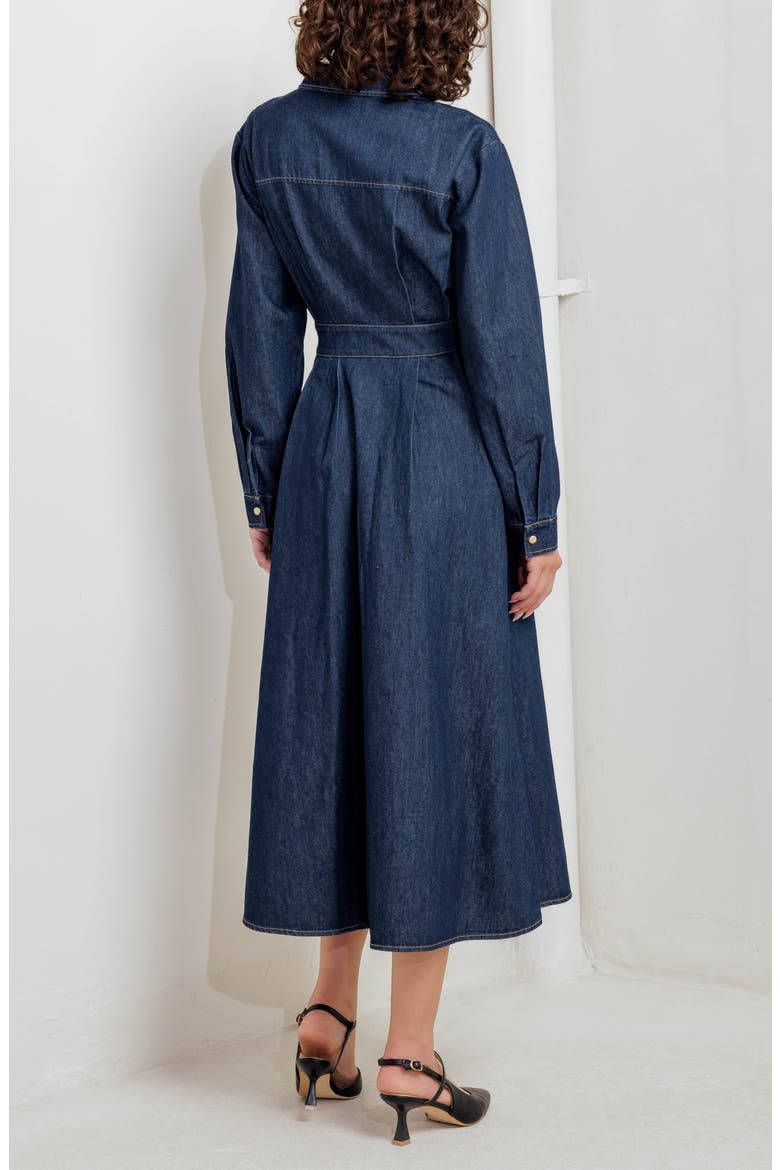 Long Sleeve Midi Dress, Alternate, color, DENIM