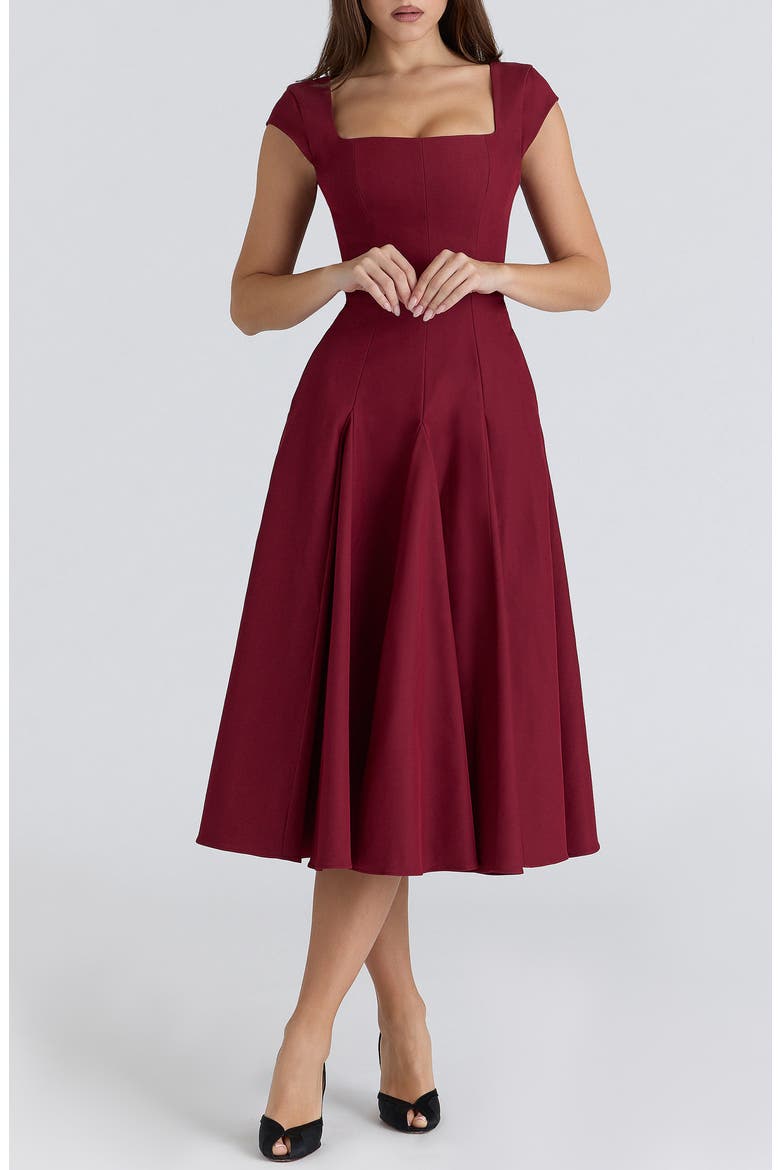 twill midi dress House Of CB Raisa Lace-Back Twill Midi Dress
