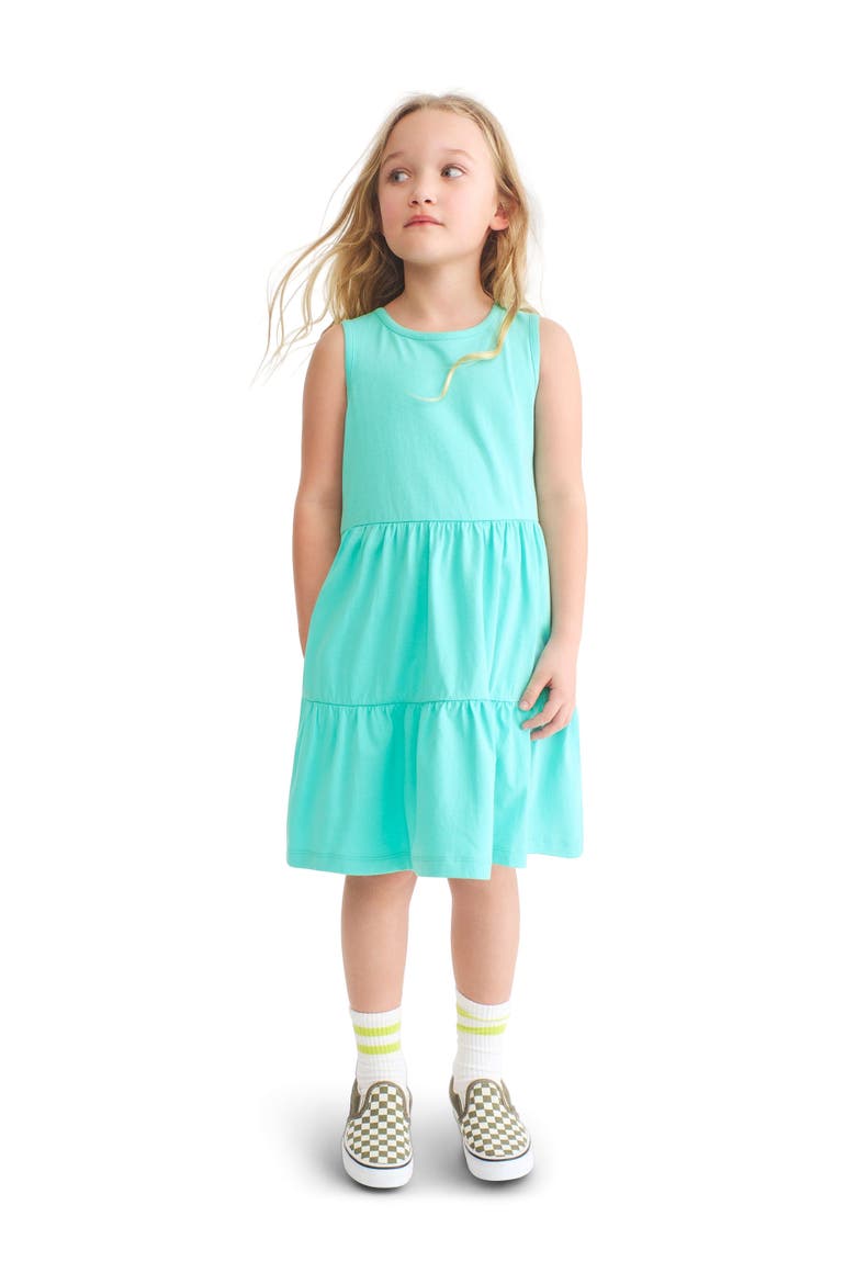 Kids Tiered Tank Dress In Solids, Alternate, color, Seahorse