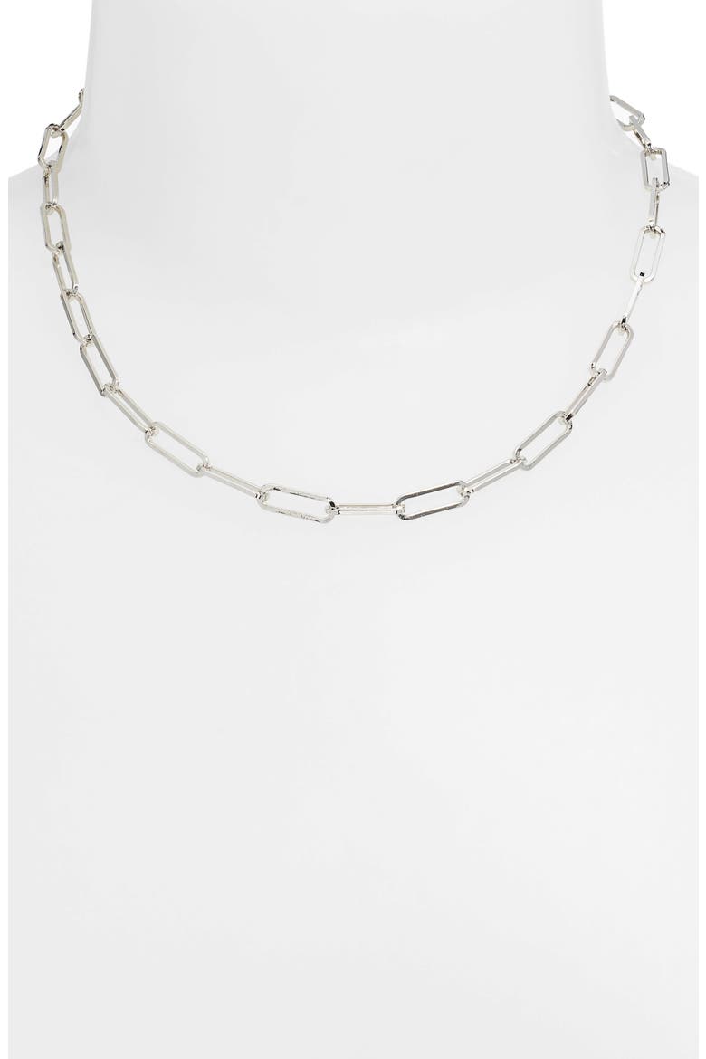 Samantha Paper Clip Chain Link Necklace, Alternate, color, SILVER