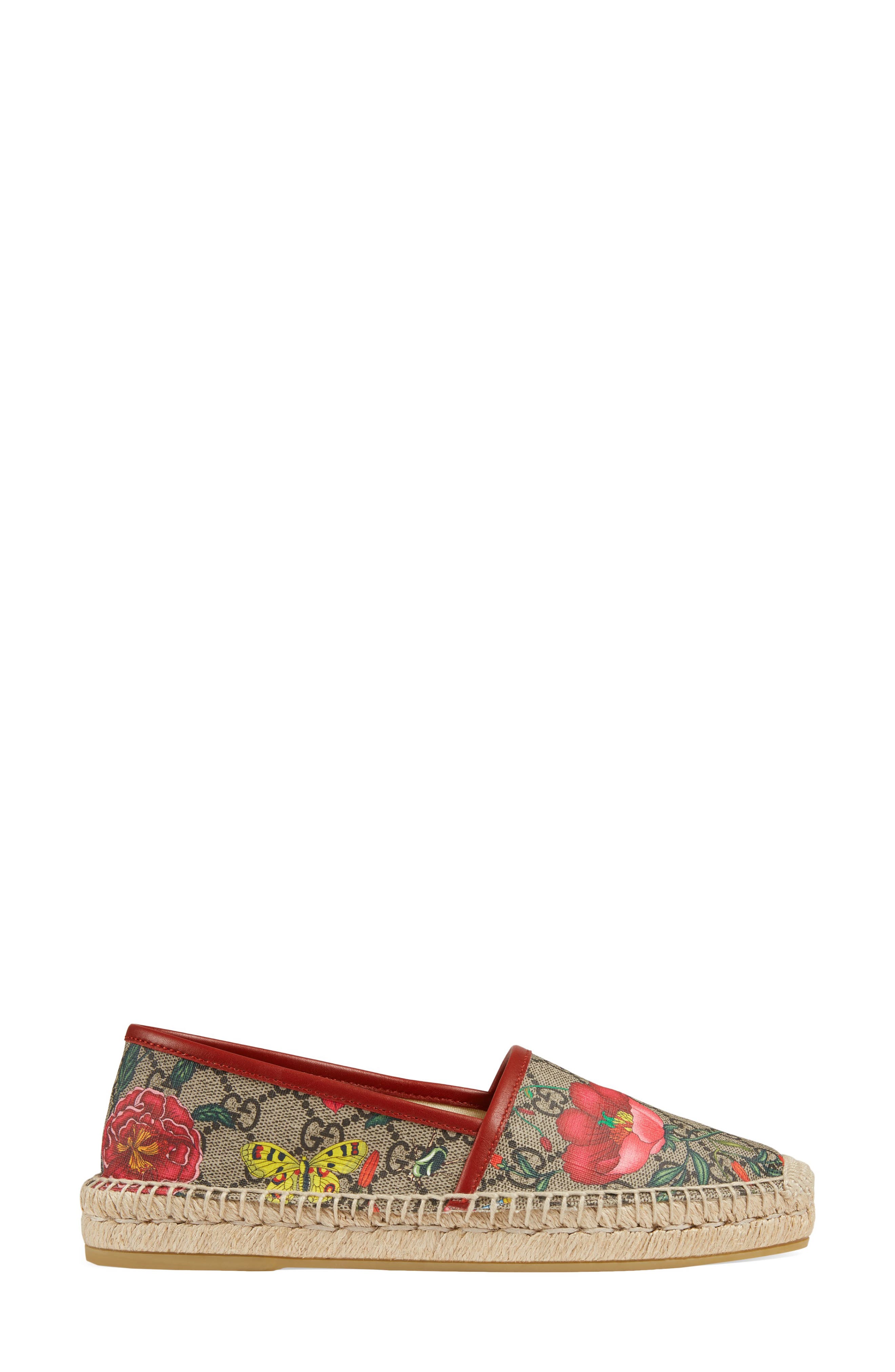 Gucci Pilar Floral GG Supreme Espadrille Flat, Alternate, color, 