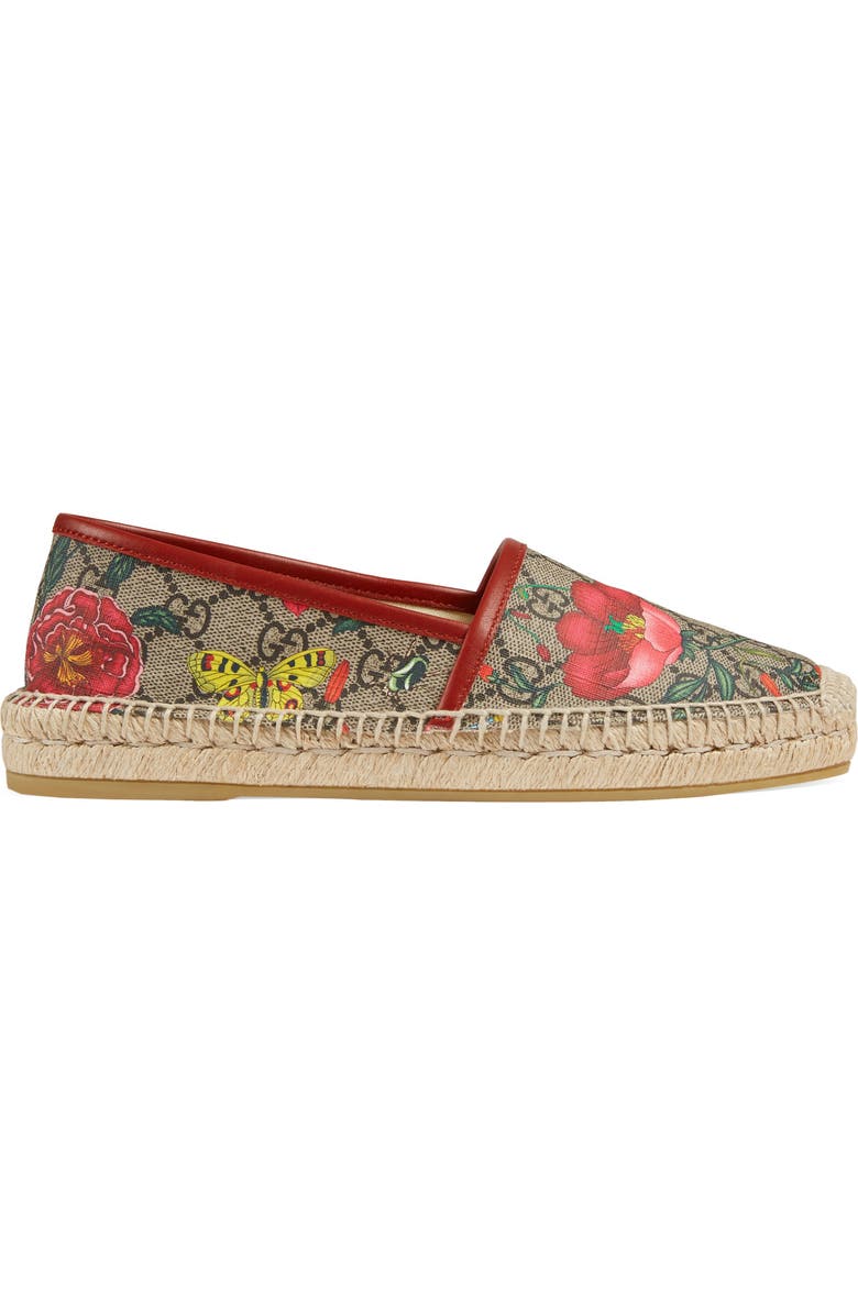 Gucci Pilar Floral GG Supreme Espadrille Flat, Alternate, color,