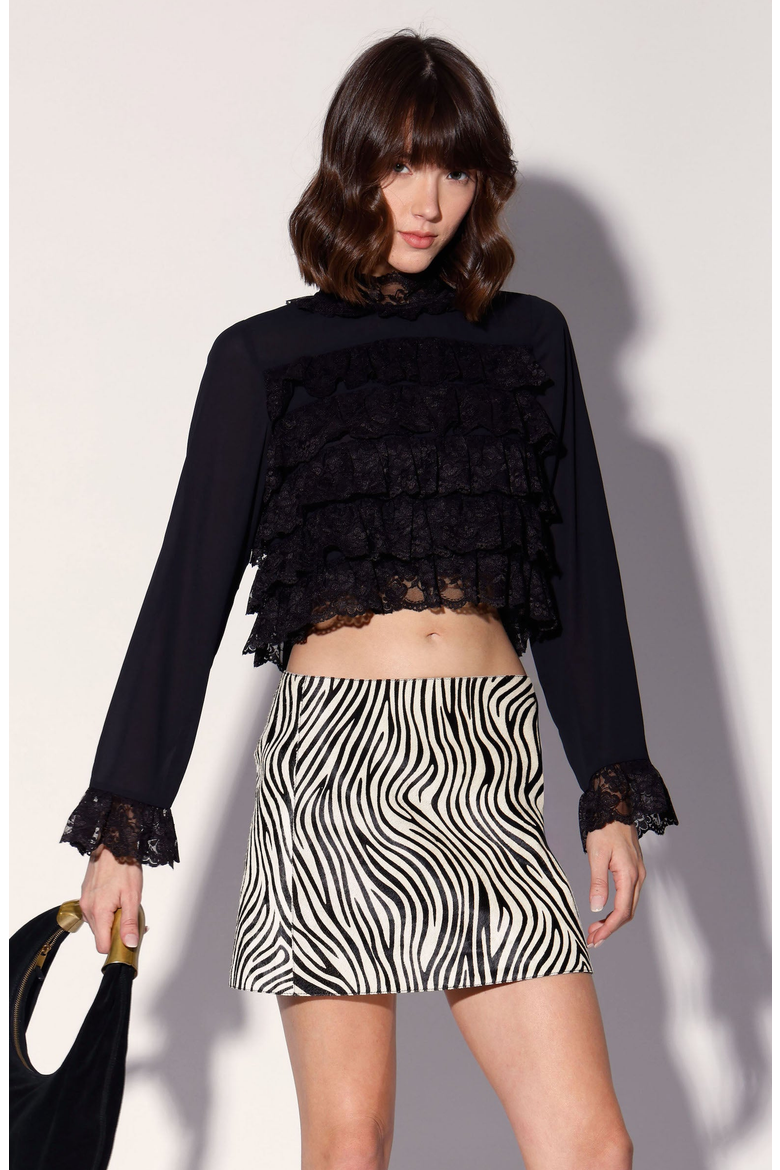 Lana Leather Skirt, Main, color, Zebra Calf Hair