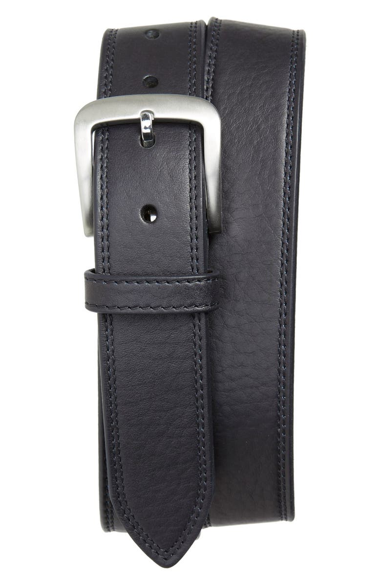 Shinola Double Stitch Leather Belt, Main, color, 