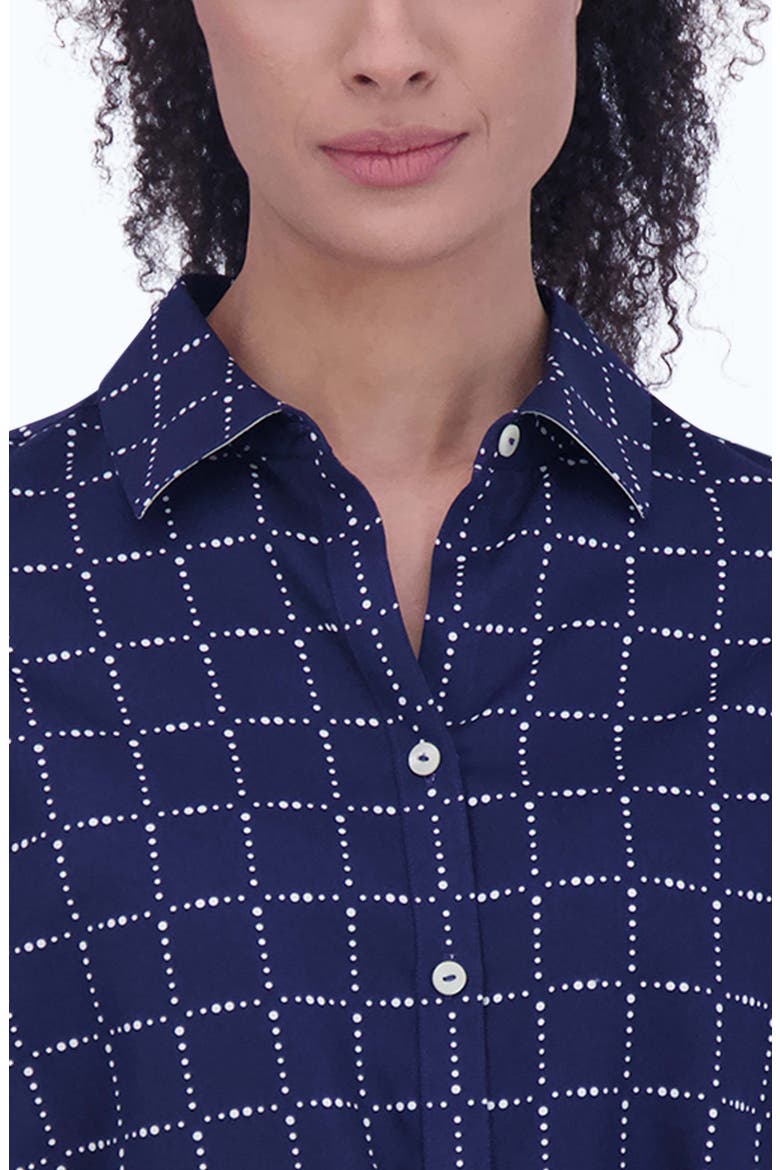 Rocca Dot Print Long Sleeve Cotton Shirtdress, Alternate, color, NAVY