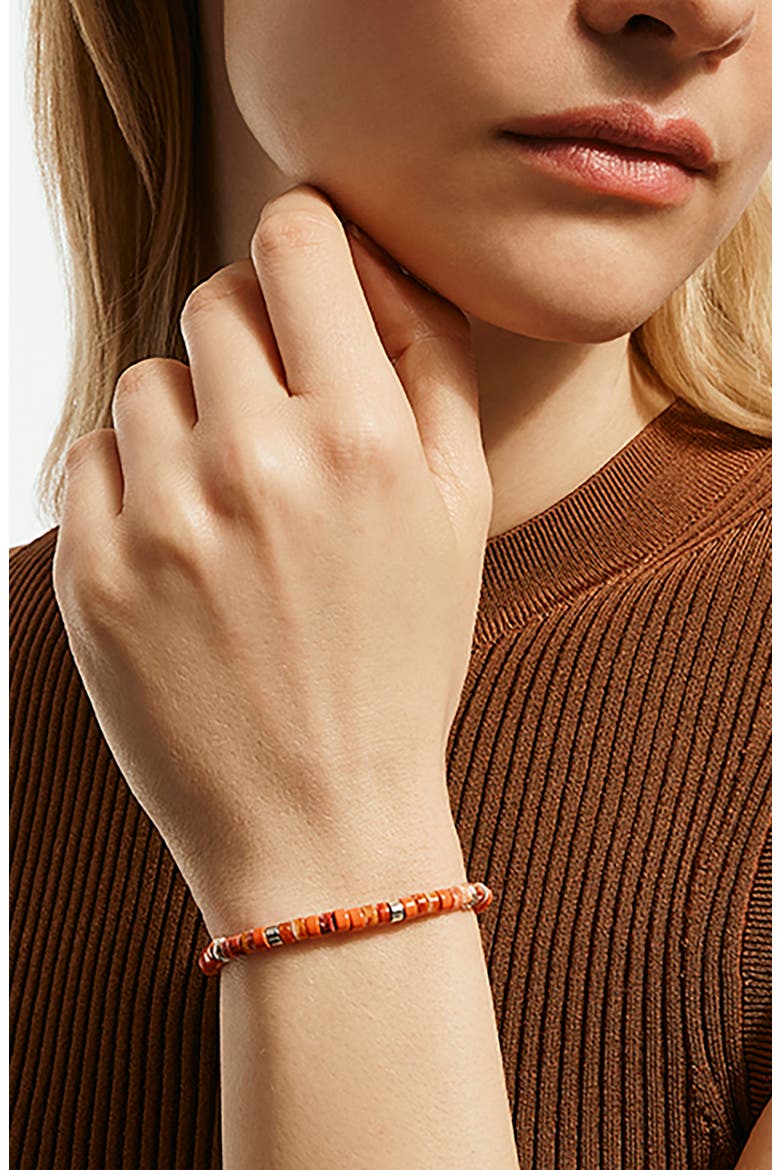 Heishi Bead Bracelet, Alternate, color, ORANGE