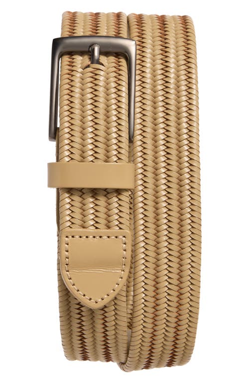 Nordstrom Diego Woven Leather Stretch Belt In Gold