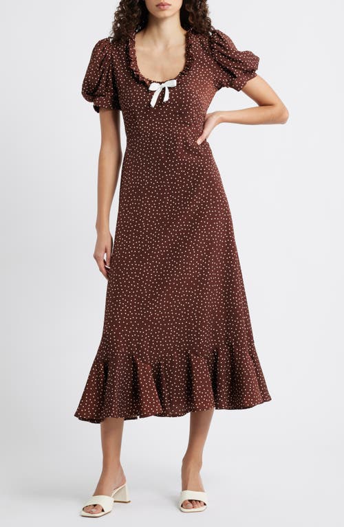 Sister Jane Knick Knack Ruffle Puff Sleeve Maxi Dress in Brown  product