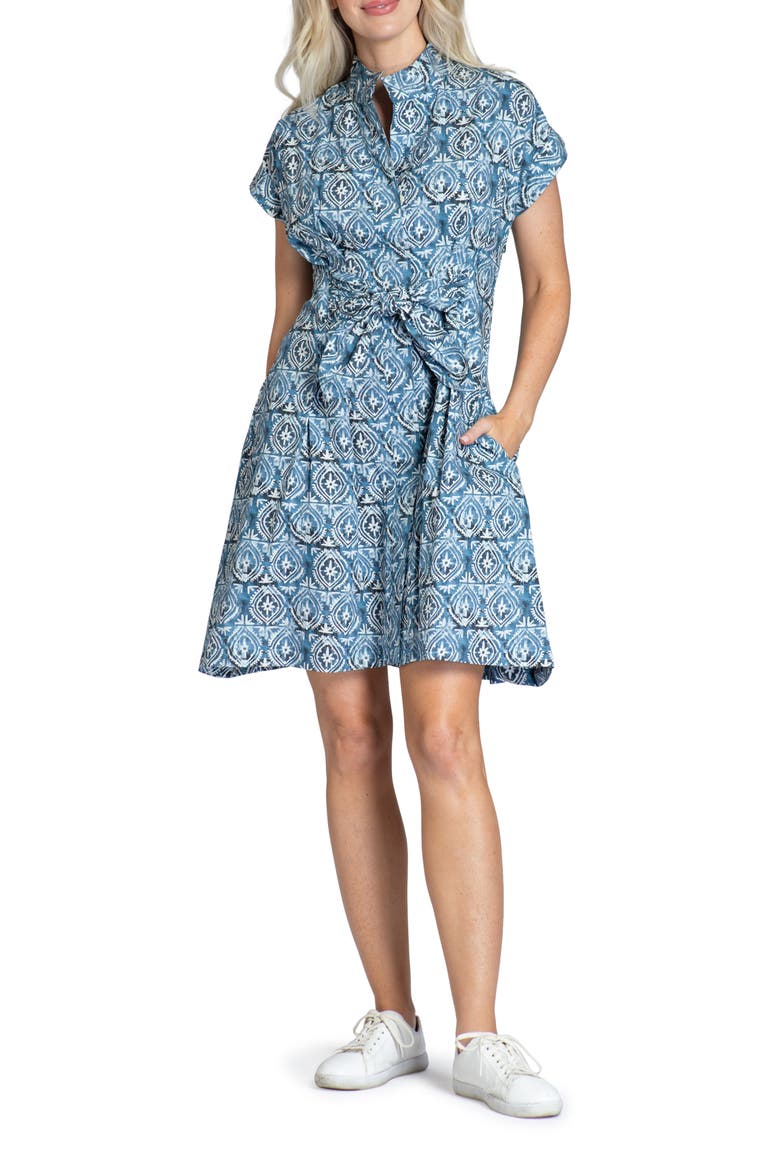 Belted Shirtdress, Main, color, BLUE MULTI