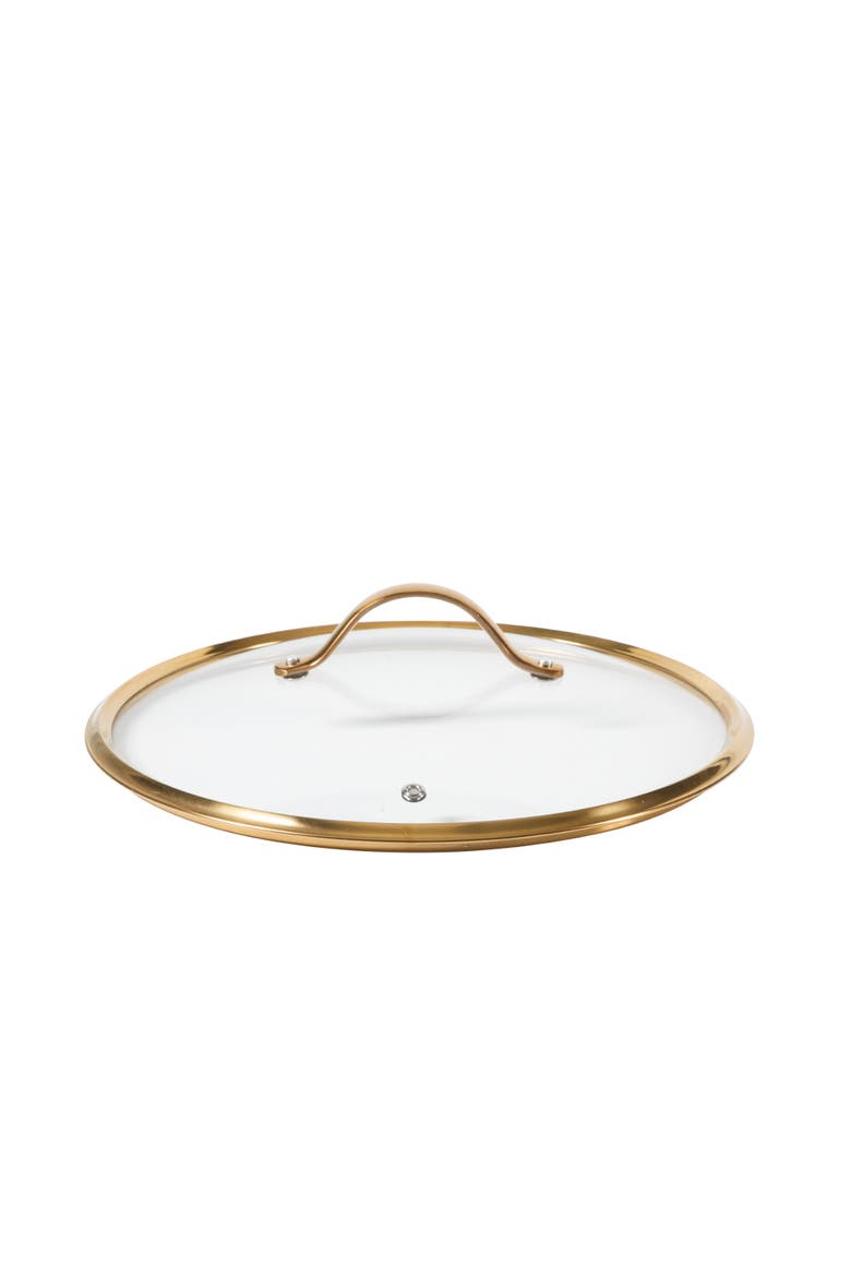 6 QT Heavy Duty Aluminum Premium PFA Free Ceramic Nonstick Sauté/Deep Frying Pan Skillet with Lid, Alternate, color, Linen White with Gold Handle