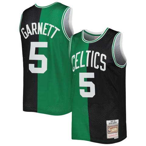 Men's Mitchell & Ness Kevin Garnett Black/Kelly Green Boston Celtics Hardwood Classics 2007-08 Split Swingman Jersey