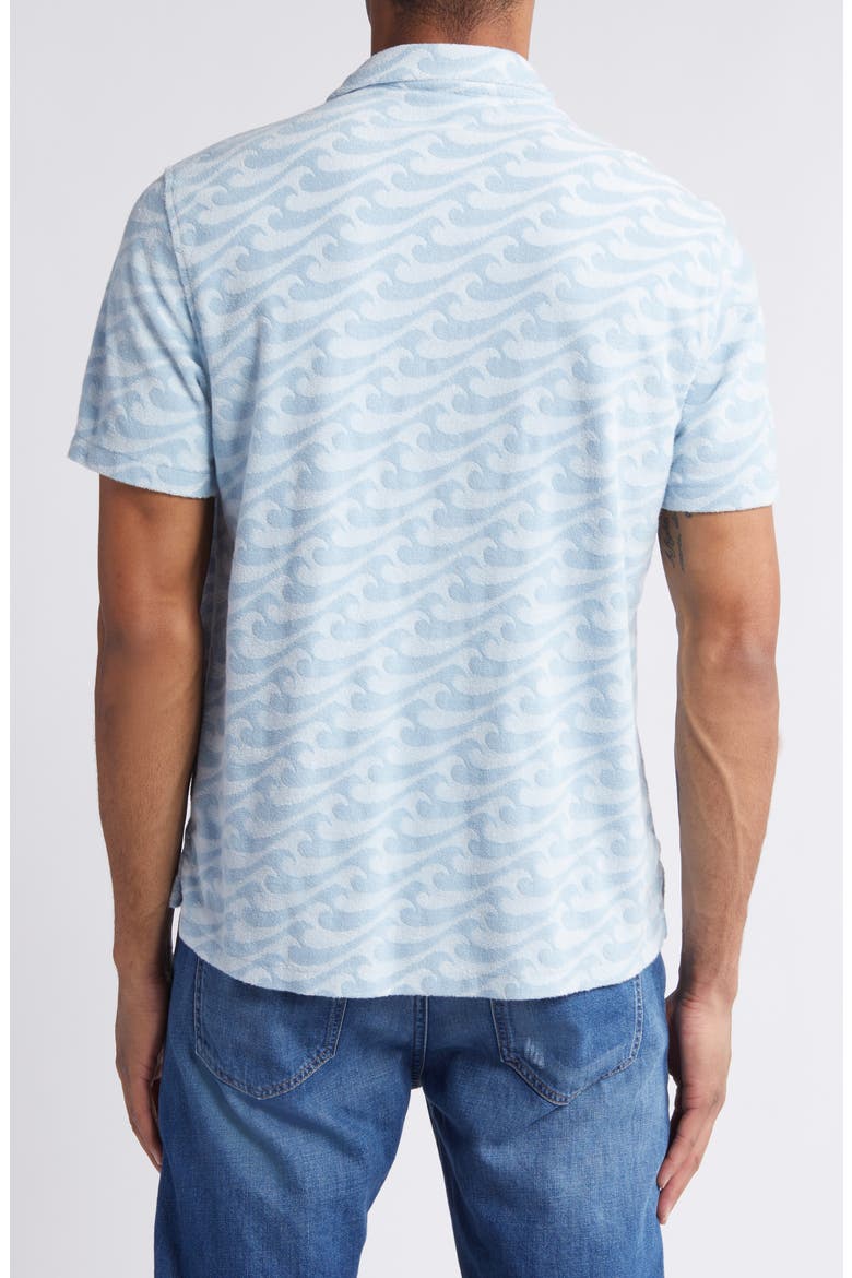 Cabana Floral Short Sleeve Terry Cloth Button-Up Shirt, Alternate, color, ENDLESS PEAKS