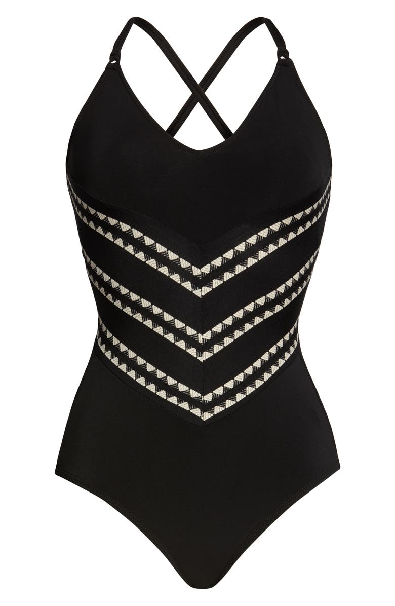 Robin Piccone Naomi Crisscross One-Piece Swimsuit, Alternate, color, 