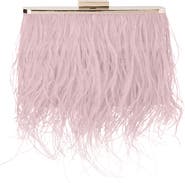 Olga Berg Ostrich Feather Embellished Clutch
