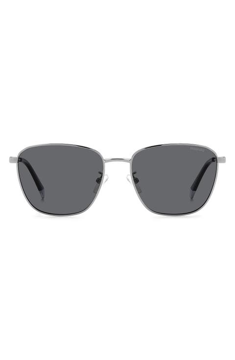 56mm Polarized Rectangular Sunglasses