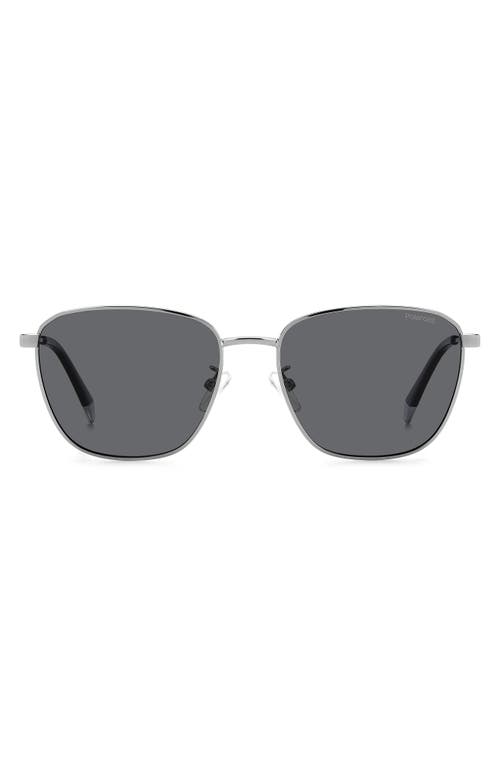 Polaroid 56mm Polarized Rectangular Sunglasses in Ruthenium/Gray Polarized 