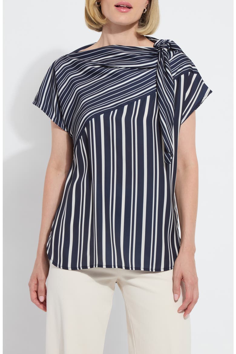 Tamar Stripe Tie Neck Top, Main, color, NAUTICAL COLLAGE
