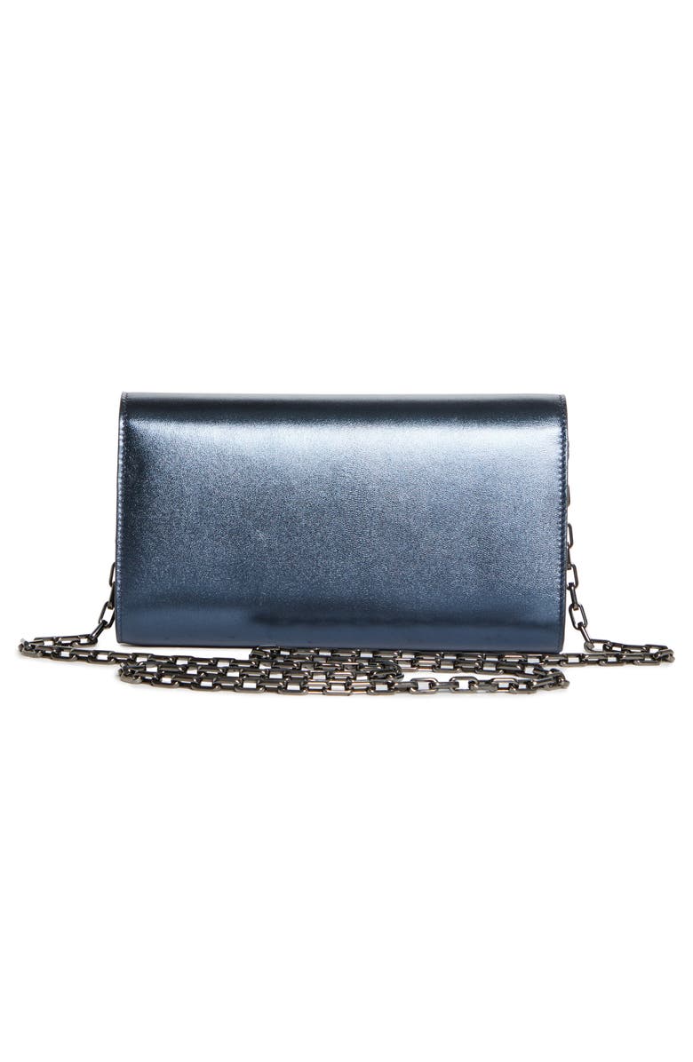 Christian Louboutin Bettina Metallic Leather Wallet on a Chain, Alternate, color, 4365 Last Night/Gun Metal