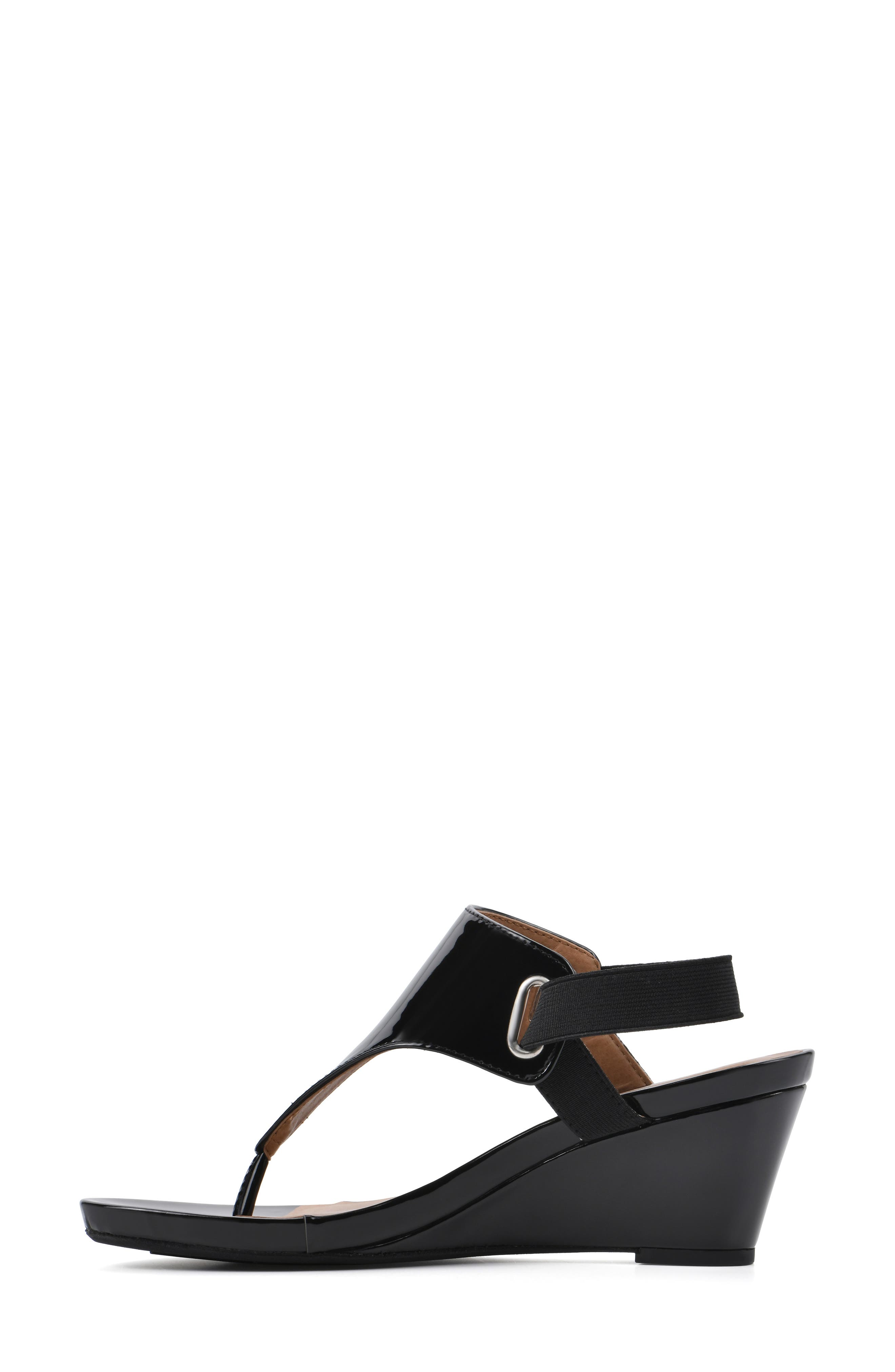 White Mountain Footwear All Dres Wedge Sandal, Alternate, color, Black/ Patent/ Smooth
