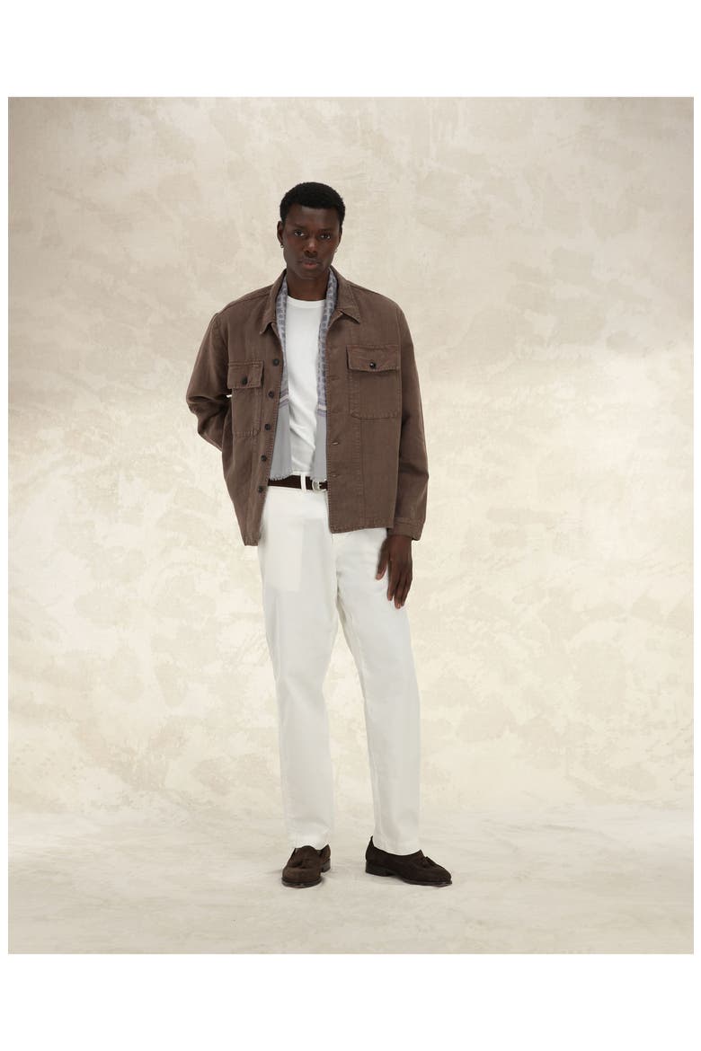 Helvetica Linen Overshirt, Alternate, color, BROWN