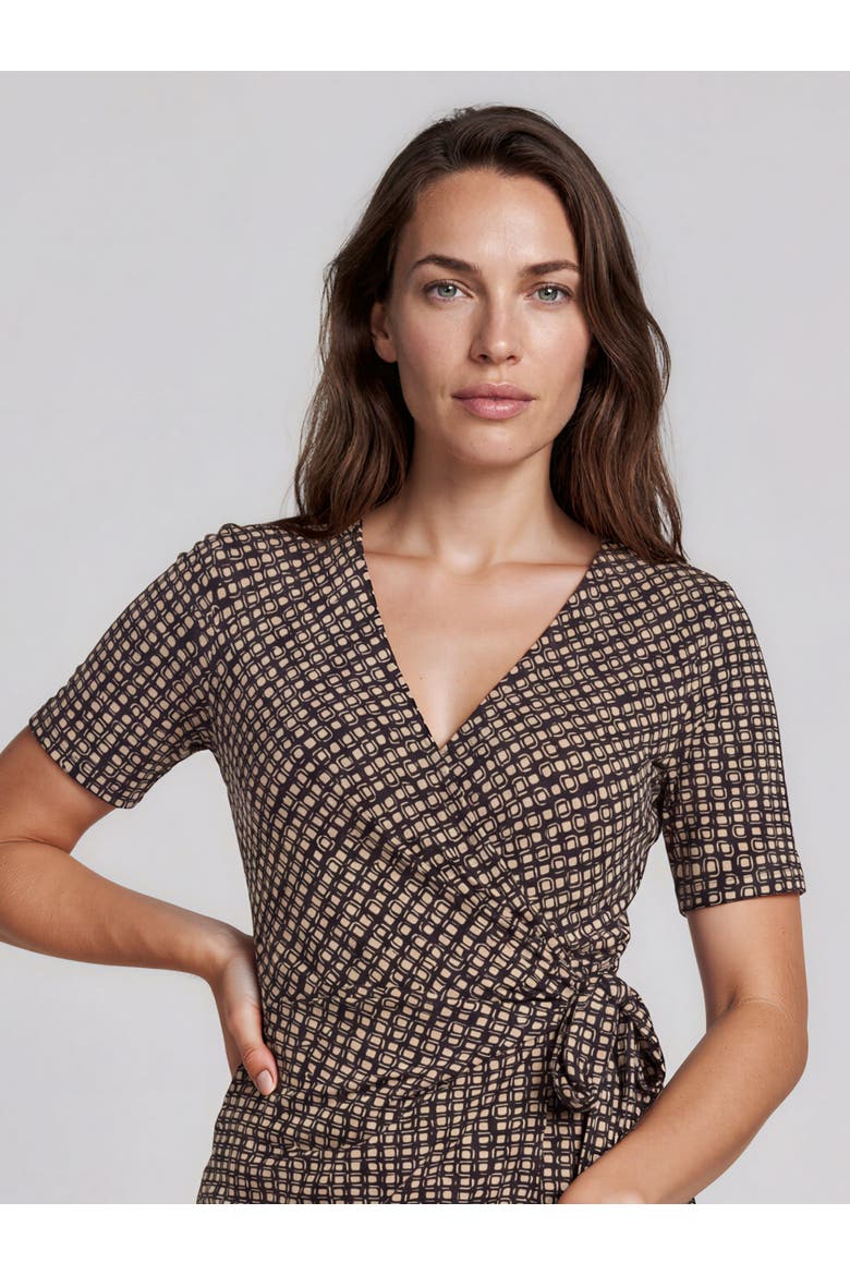 MaGavros V-Neck Printed Wrap Dress, Alternate, color, Black