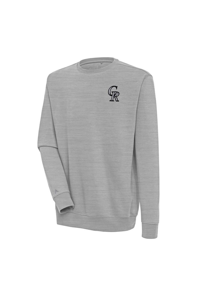 Men's Antigua  Heather Gray Colorado Rockies Victory Pullover Sweatshirt, Main, color, Heather Gray