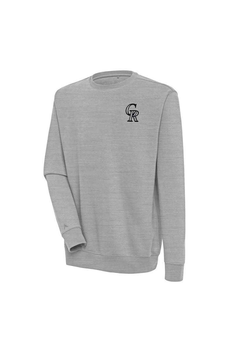ANTIGUA Men's Antigua Heather Gray Colorado Rockies Victory Pullover Sweatshirt, Main, color, Heather Gray