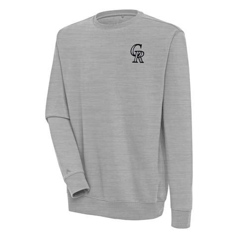 Men's Antigua  Heather Gray Colorado Rockies Victory Pullover Sweatshirt