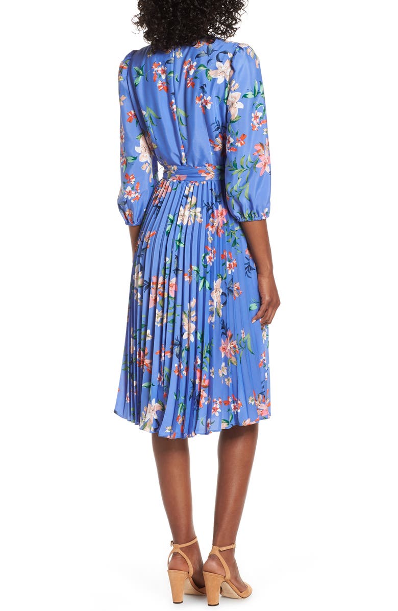 Eliza J Pleated Faux Wrap Dress, Alternate, color, 